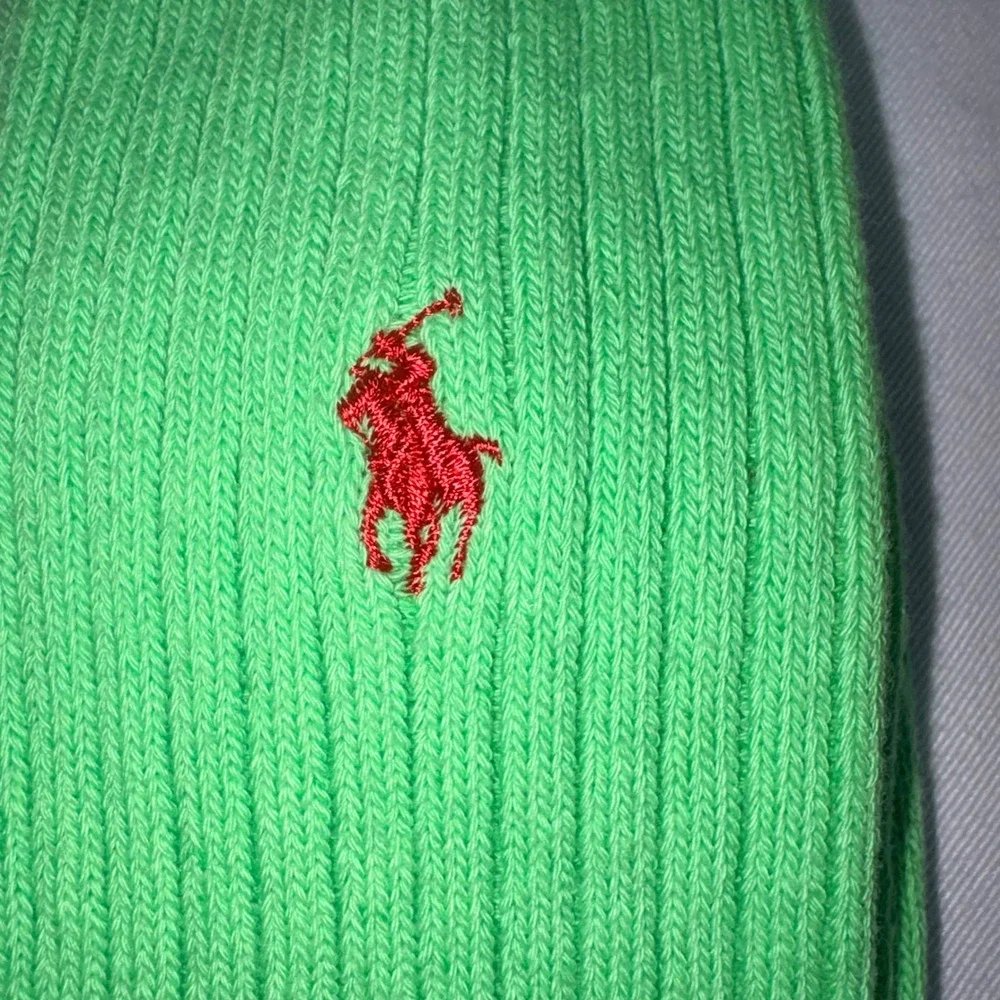 Polo Ralph Lauren Crew Socks Mens 10-13 Green New Ribbed Cotton Red Pony Logo
